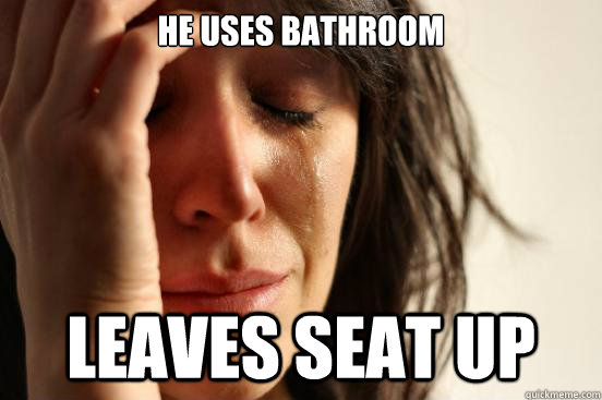 He uses bathroom Leaves seat up  First World Problems