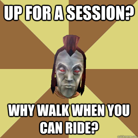 Up for a session? why walk when you can ride?  Morrowind NPC