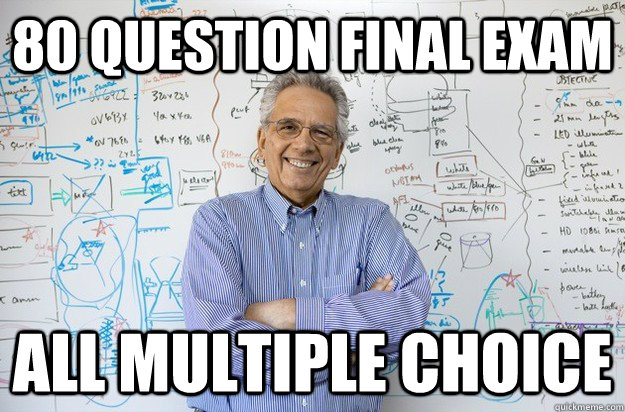 80 question final exam all multiple choice  Engineering Professor