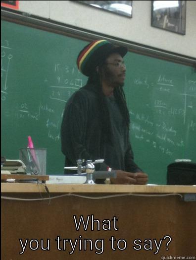  WHAT YOU TRYING TO SAY? Rasta Science Teacher