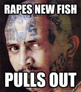 rapes new fish pulls out   Good guy prison gangster