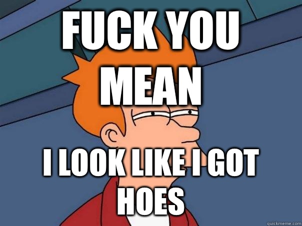 Fuck you mean I Look like I got hoes   Futurama Fry