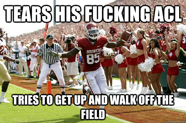 Tears his fucking acl Tries to get up and walk off the field - Tears his fucking acl Tries to get up and walk off the field  Good Guy Ryan Broyles