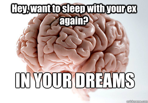 Hey, want to sleep with your ex again?  IN YOUR DREAMS  Scumbag Brain