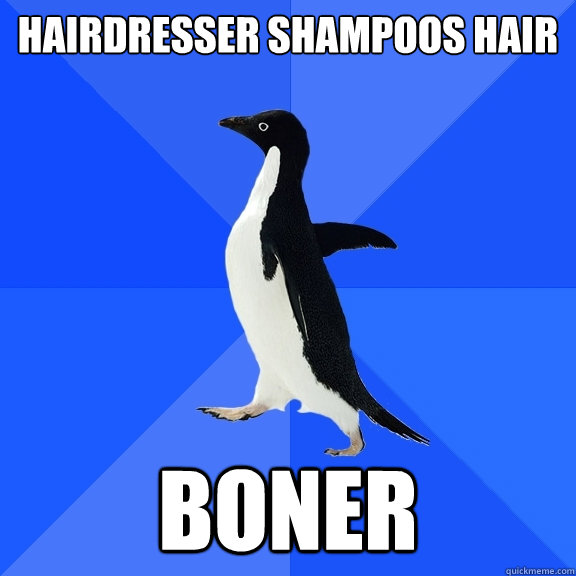 Hairdresser Shampoos Hair Boner  Socially Awkward Penguin