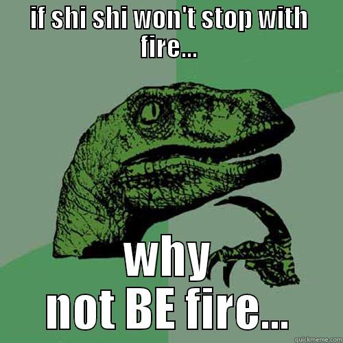 IF SHI SHI WON'T STOP WITH FIRE... WHY NOT BE FIRE... Philosoraptor