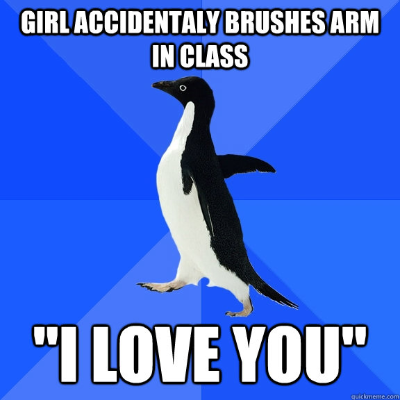 Girl accidentaly brushes arm in class 
