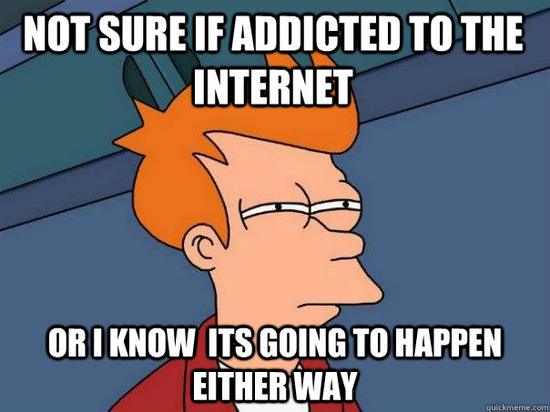 not sure if addicted to the internet  or i know  its going to happen either way  Futurama Fry