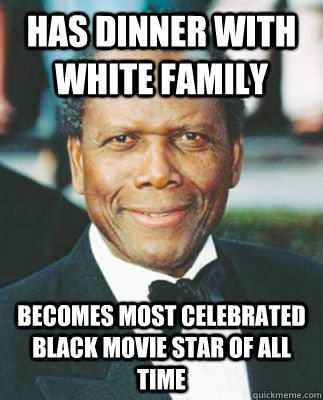 Has dinner with white family Becomes most celebrated black movie star of all time  