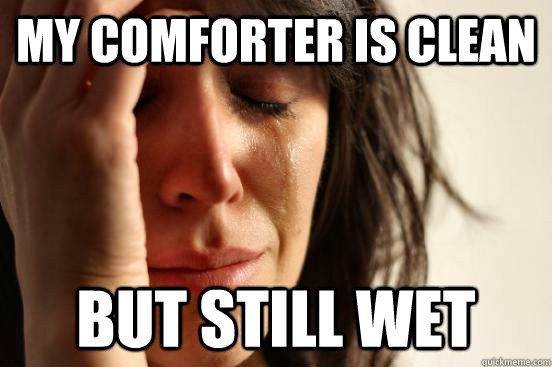 My comforter is clean but still wet  First World Problems
