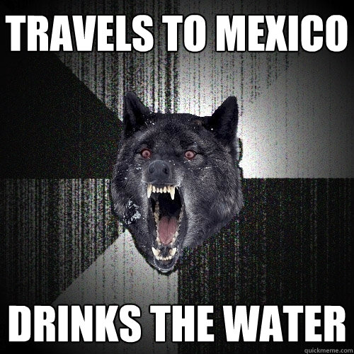 Travels to mexico Drinks the water  Insanity Wolf