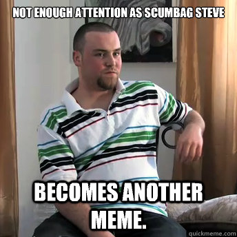 Not enough attention as scumbag steve Becomes another meme.   Okay Guy Steve