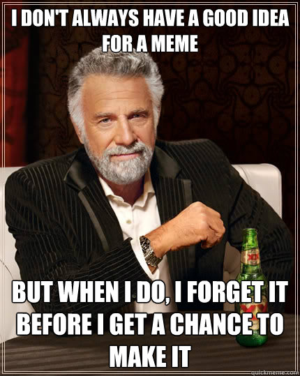 I don't always have a good idea for a meme But when i do, i forget it before i get a chance to make it  The Most Interesting Man In The World