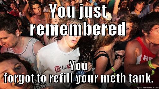 YOU JUST REMEMBERED YOU FORGOT TO REFILL YOUR METH TANK. Sudden Clarity Clarence