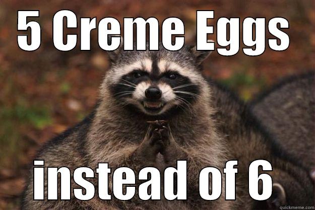 eggs lol - 5 CREME EGGS INSTEAD OF 6 Evil Plotting Raccoon
