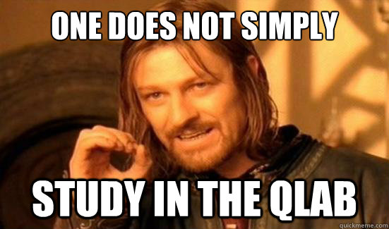 One Does Not Simply Study in the qlab  Boromir