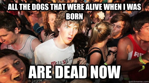 All the dogs that were alive when i was born are dead now  Sudden Clarity Clarence