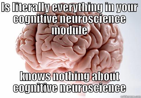 IS LITERALLY EVERYTHING IN YOUR COGNITIVE NEUROSCIENCE MODULE KNOWS NOTHING ABOUT COGNITIVE NEUROSCIENCE Scumbag Brain