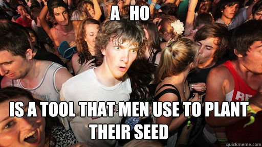 A   ho is a tool that men use to plant their seed  Sudden Clarity Clarence