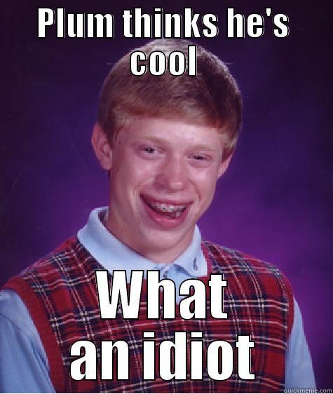 PLUM THINKS HE'S COOL WHAT AN IDIOT Bad Luck Brian