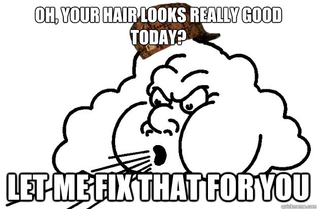 Oh, your hair looks really good today? Let me fix that for you  
