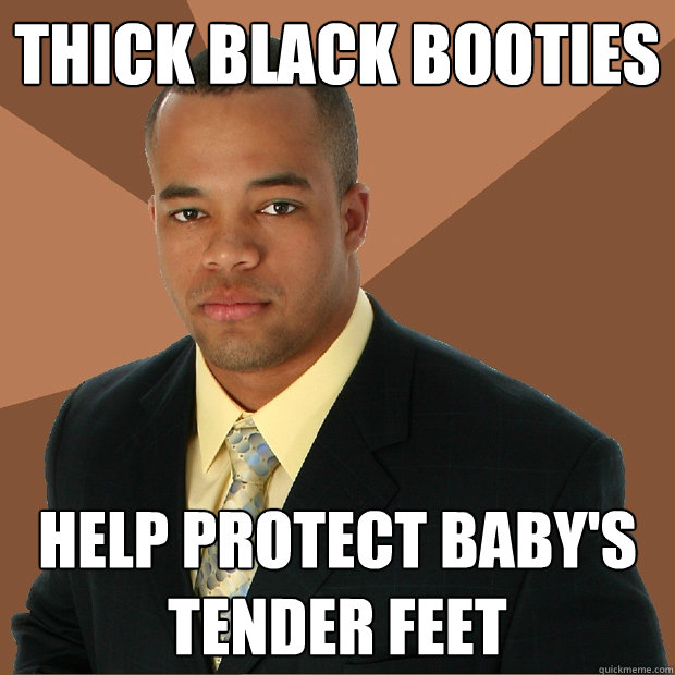 Thick black booties help protect baby's tender feet  Successful Black Man