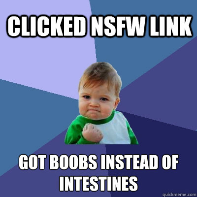 clicked NSFW link got boobs instead of intestines  Success Kid