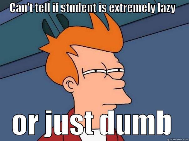 CAN'T TELL IF STUDENT IS EXTREMELY LAZY  OR JUST DUMB Futurama Fry