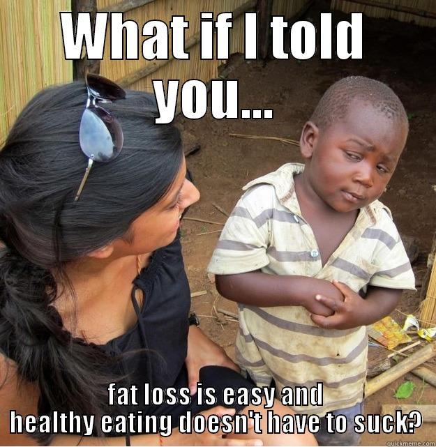 WHAT IF I TOLD YOU... FAT LOSS IS EASY AND HEALTHY EATING DOESN'T HAVE TO SUCK? Skeptical Third World Kid