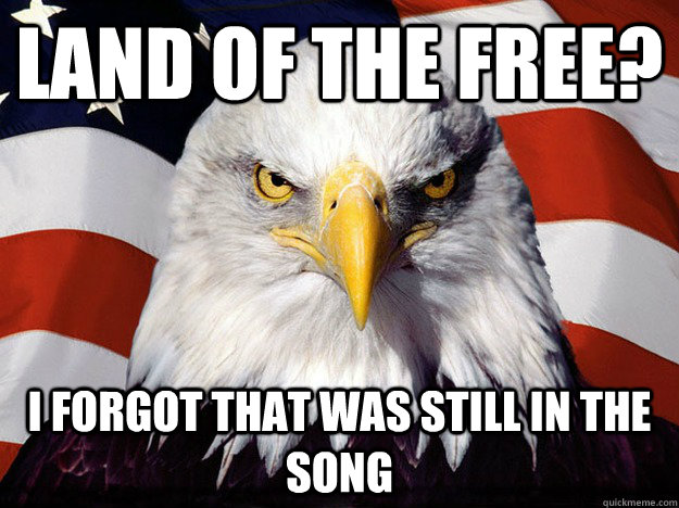 Land Of the Free? I forgot that was still in the song  Evil American Eagle