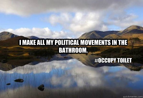 I make all my political movements in the bathroom. #Occupy toilet  