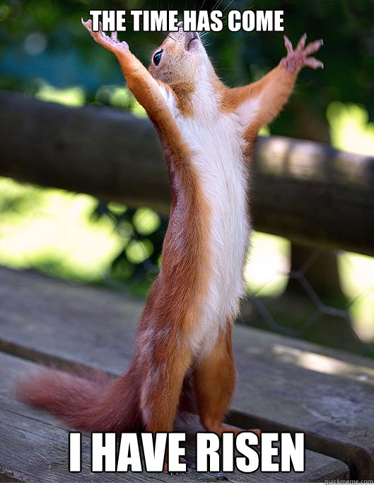 The Time has come I HAve RISEN - The Time has come I HAve RISEN  Hallelujah Squirrel