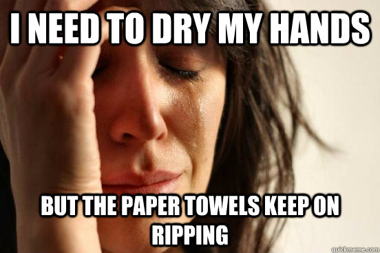 I need to Dry my hands but the paper towels keep on ripping  First World Problems