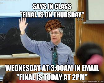 Says in class
