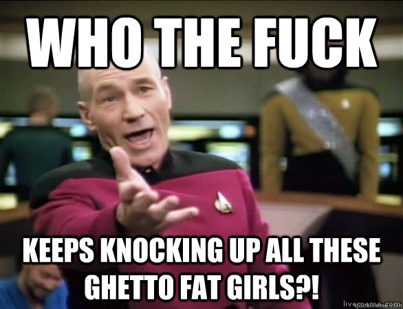 WHO THE FUCK keeps knocking up all these ghetto fat girls?!  Annoyed Picard HD
