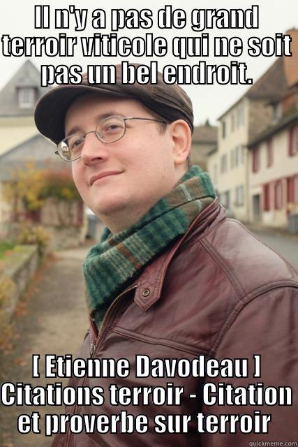 Citation du terroir - IL N'Y A PAS DE GRAND TERROIR VITICOLE QUI NE SOIT PAS UN BEL ENDROIT. [ ETIENNE DAVODEAU ] CITATIONS TERROIR - CITATION ET PROVERBE SUR TERROIR  Misc