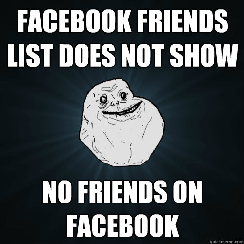 Facebook friends list does not show no friends on facebook  Forever Alone