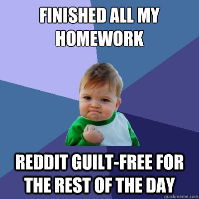 Finished all my homework reddit guilt-free for the rest of the day  Success Kid
