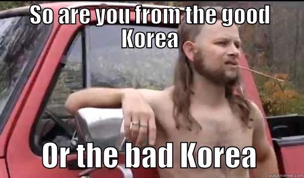 SO ARE YOU FROM THE GOOD KOREA         OR THE BAD KOREA        Almost Politically Correct Redneck