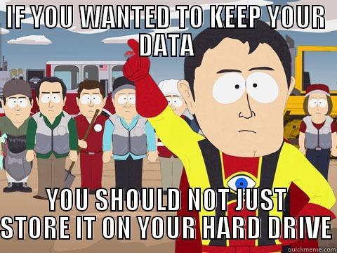 IF YOU WANTED TO KEEP YOUR DATA YOU SHOULD NOT JUST STORE IT ON YOUR HARD DRIVE Captain Hindsight