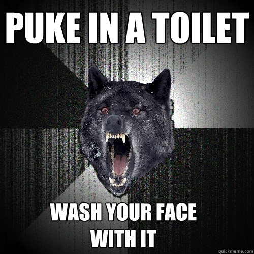 puke in a toilet wash your face 
with it  Insanity Wolf