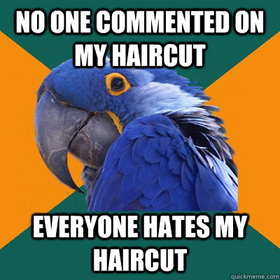 no one commented on my haircut everyone hates my haircut  Paranoid Parrot