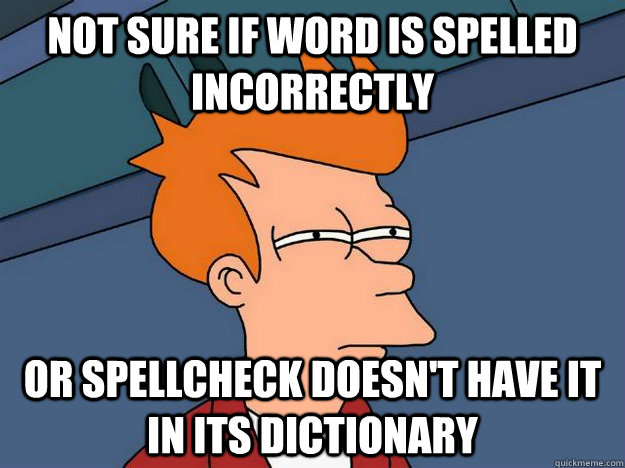 Not sure if word is spelled incorrectly or SpellCheck doesn't have it in its dictionary - Not sure if word is spelled incorrectly or SpellCheck doesn't have it in its dictionary  Suspicious Fry