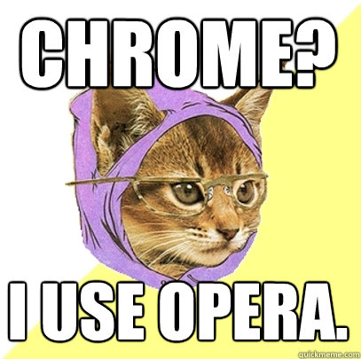 Chrome? I use opera.  Hipster Kitty