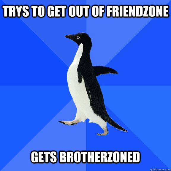 Trys to get out of friendzone   Gets brotherzoned  Socially Awkward Penguin