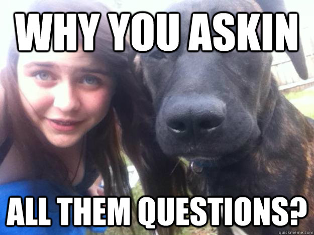 why you askin all them questions?  askin all dem questions
