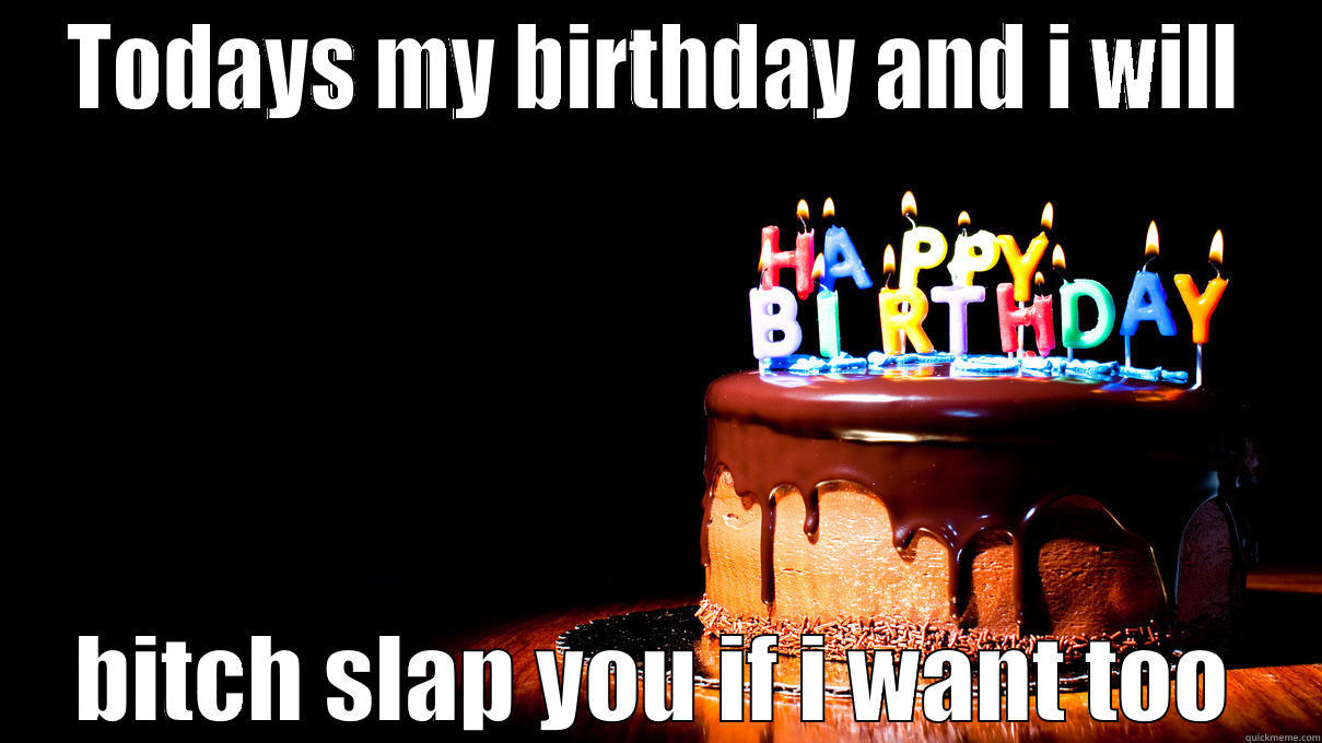 TODAYS MY BIRTHDAY AND I WILL BITCH SLAP YOU IF I WANT TOO Misc