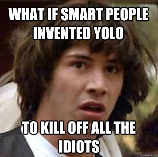 What if smart people invented yolo to kill off all the idiots - What if smart people invented yolo to kill off all the idiots  conspiracy keanu