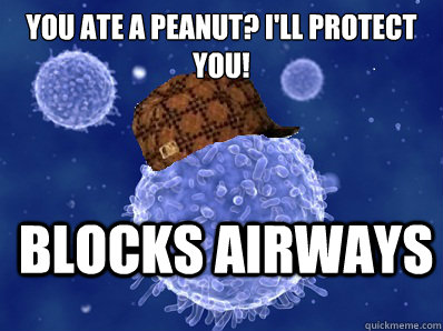 You ate a peanut? I'll protect you! blocks airways  Scumbag immune system