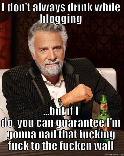 I DON'T ALWAYS DRINK WHILE BLOGGING ...BUT IF I DO, YOU CAN GUARANTEE I'M GONNA NAIL THAT FUCKING FUCK TO THE FUCKEN WALL The Most Interesting Man In The World